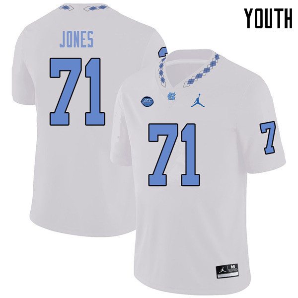 Jordan Brand Youth #71 Marcus Jones North Carolina Tar Heels College Football Jerseys Sale-White - Click Image to Close